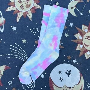 Pacsun Rainbow Tie-Dye White Cotton Socks Men’s Size M/L